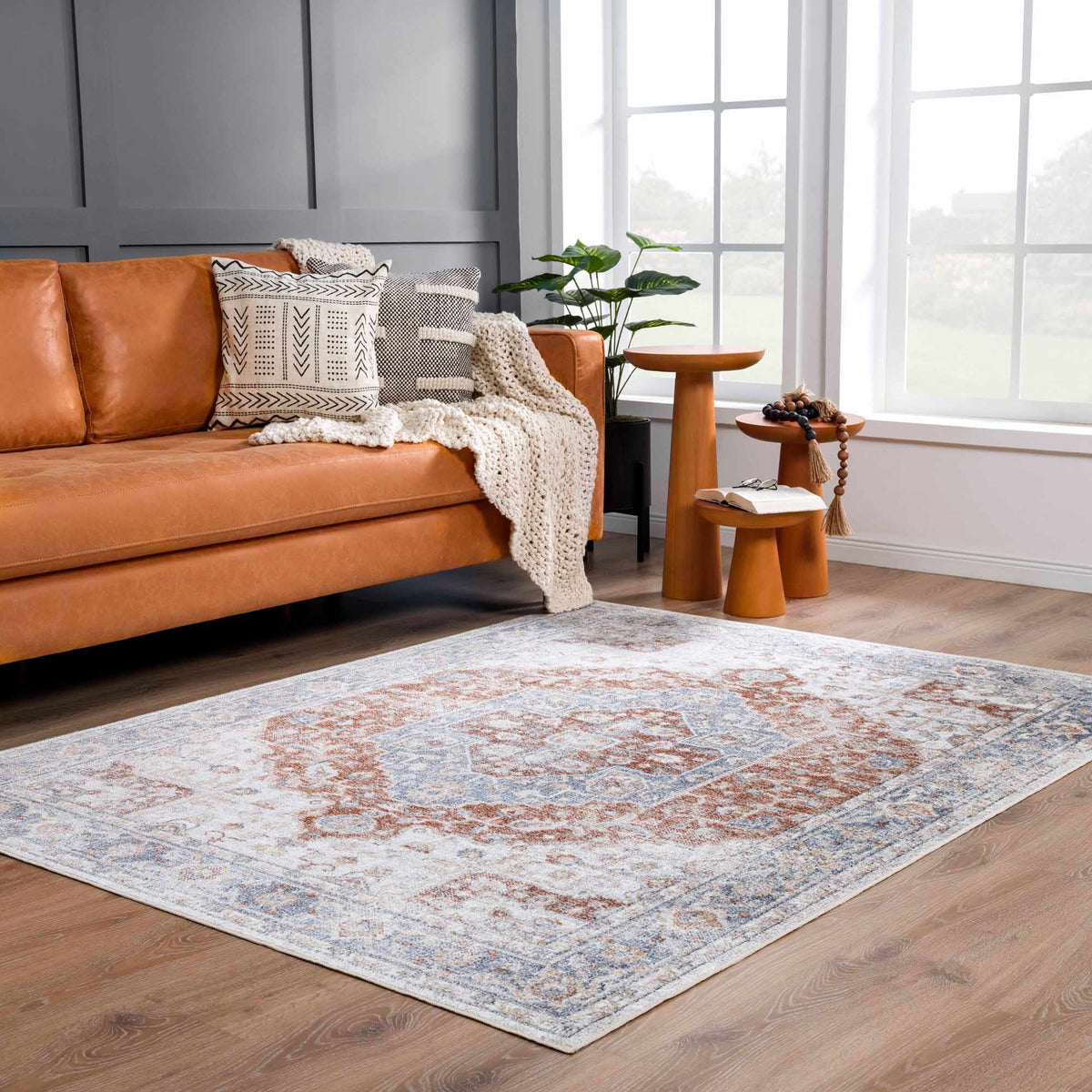 Boutique Rugs Akram Gray & Orange Washable Area Rug - view 18