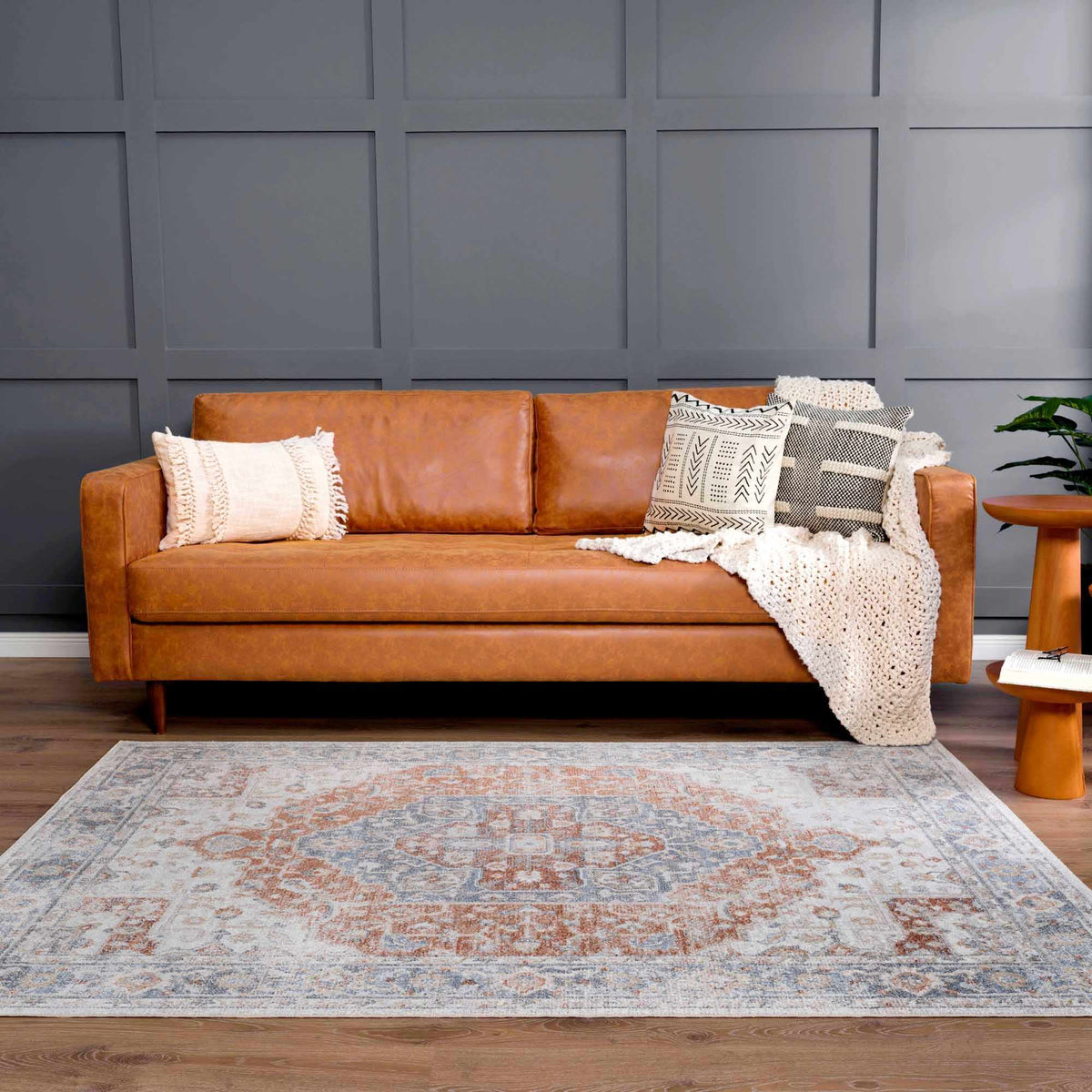 Boutique Rugs Akram Gray & Orange Washable Area Rug - view 4