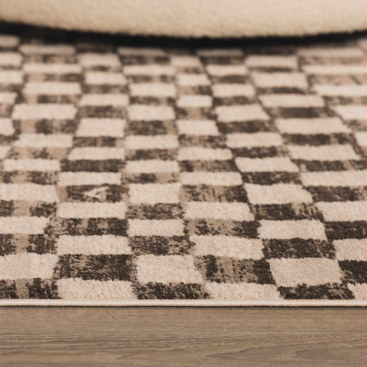 Benjy Cream & Charcoal Checkered Area Rug
