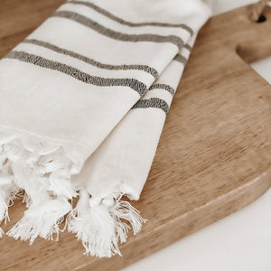 Haley Turkish Cotton + Bamboo Hand Towel - Two Stripe