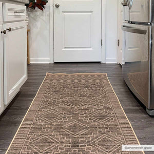 Halle Tan Washable Area Rug - Clearance
