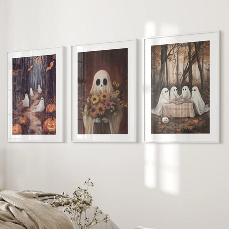 Charming and Spooky Art for Fall Season Poster