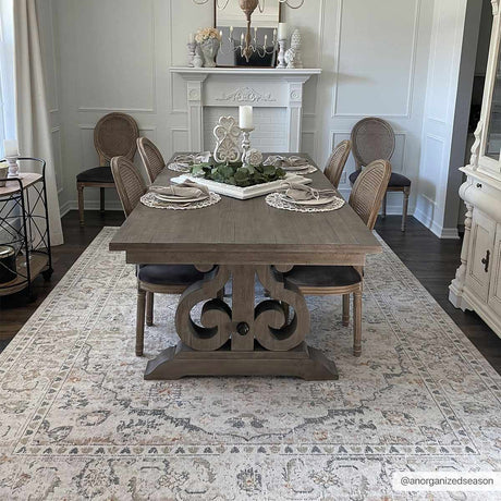 Hiti Cream Flat Pile Washable Rug