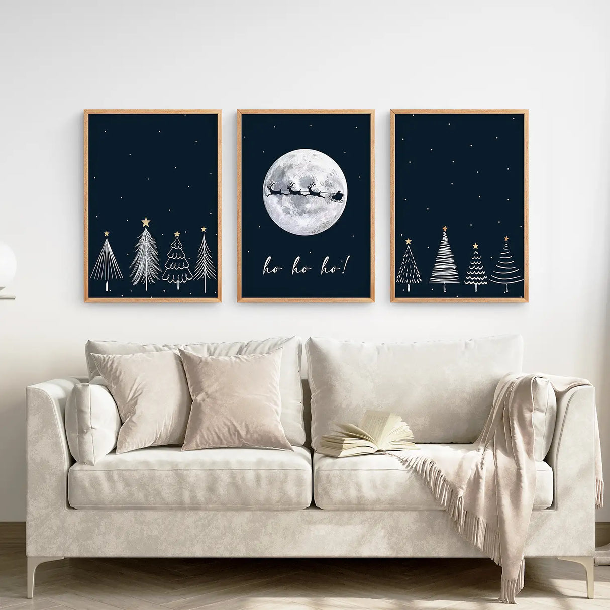 Winter Nordic Landscape Xmas Set of 3 Prints