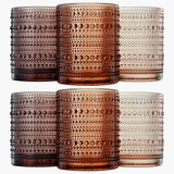 Fortuna Hobnail Lowball Whiskey Glassware, Set of 6