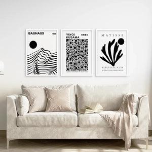 Set Of 3 Black and White Minimalist Prints