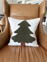 Forest Green Tufted Christmas Tree Pillow Cover
