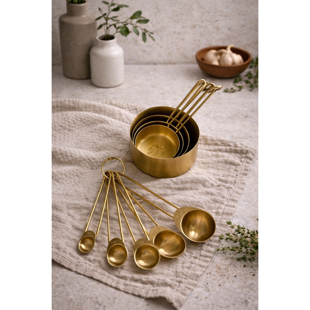Solid Gold Measuring Cups & Spoons, Set of 9