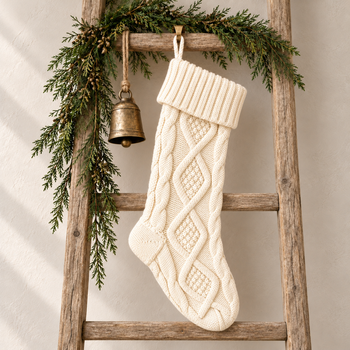 Diamond Knitted Christmas Stocking