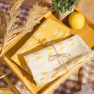 Terra - Pure Linen Table Napkins (Set of 2) - Mustard White