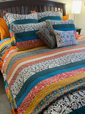 Boho Stripe 3-Piece Quilt Set