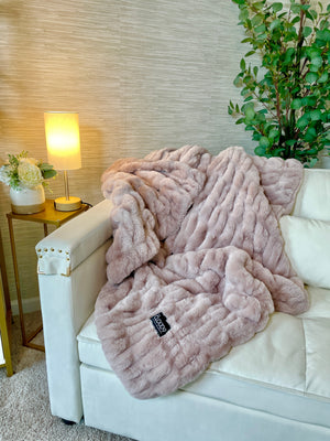 Blush Faux Fur Blanket - Large 60"x72"