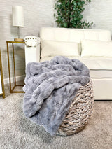 Gray Faux Fur Blanket - Lap: 30"x40"