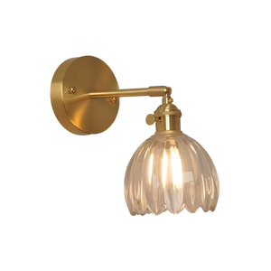 Vintage Brass Tulip Glass Wall Sconce 1-Light Classic Wall Light