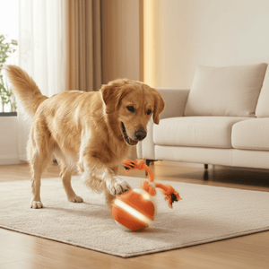 Interactive Dog Toy Motion Sensor Ball with Tug Rope Active Play Toy