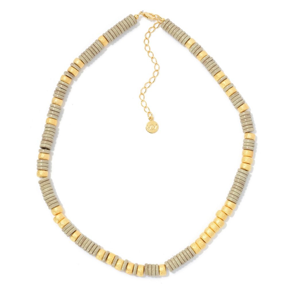 MAYAMAR "Anion" & Drum Bead 15" Choker Necklace w/ 2.75" Extender