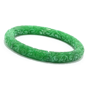 Dallas Prince Carved Jade Choice of Size Slip-on Bangle Bracelet