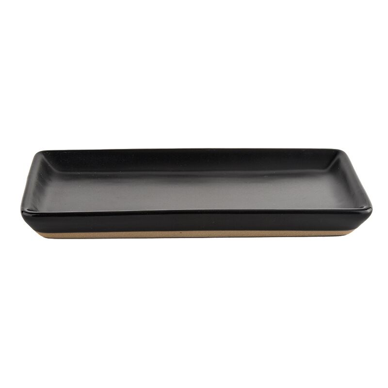 Black Stoneware Tray 8x4 Inch Matte Finish