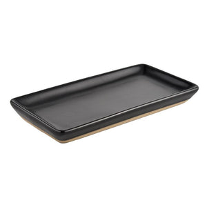 Black Stoneware Tray 8x4 Inch Matte Finish