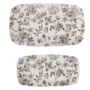 Brown Delft Stacking Melamine Tray - set of 2