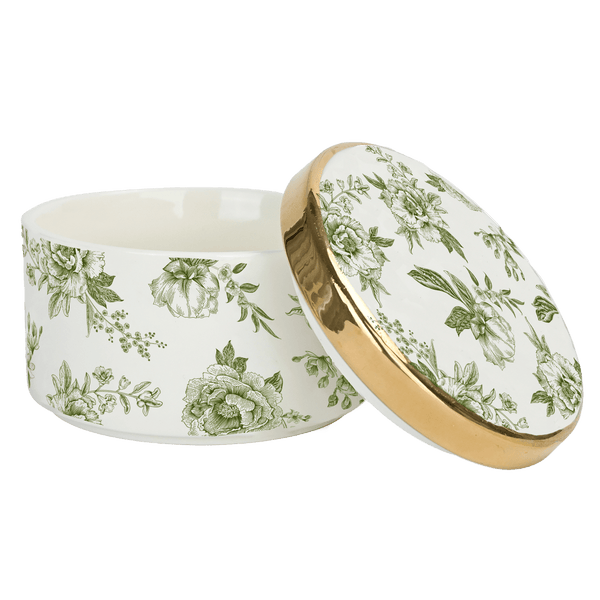 Green Delft Trinket Dish with Lid