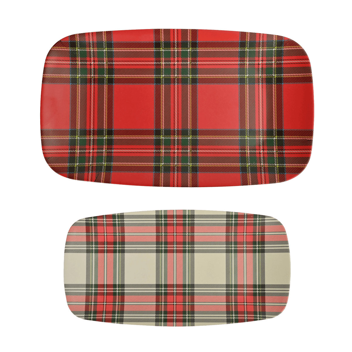 Sweet Water Decor Red and White Plaid Stacking Melamine Tray