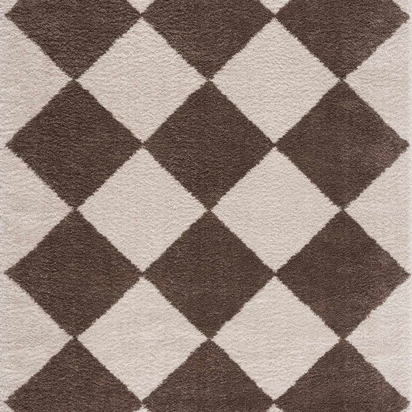 Arilla Brown Washable Diamond Area Rug