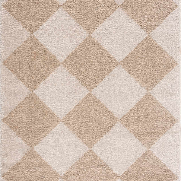Arilla Beige Washable Diamond Area Rug