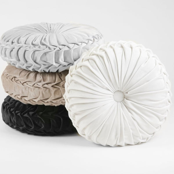 Round Pleated Soft Velvet Throw Pillow