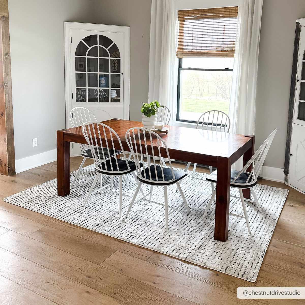 Keita Cream & Black Grid Plush Rug