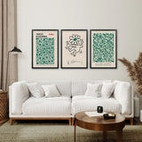 Exhibition Green Art Set of 3 Abstract Print