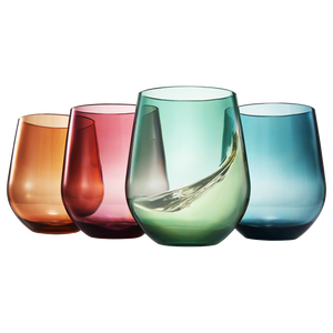 Eze Acrylic Stemless Wine Glassware, Set of 4