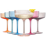 Como Ribbed Champagne Coupe Cocktail Glassware, Set of 6
