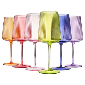Rhea Ribbed Stemmed Wine Glassware, Set of 6