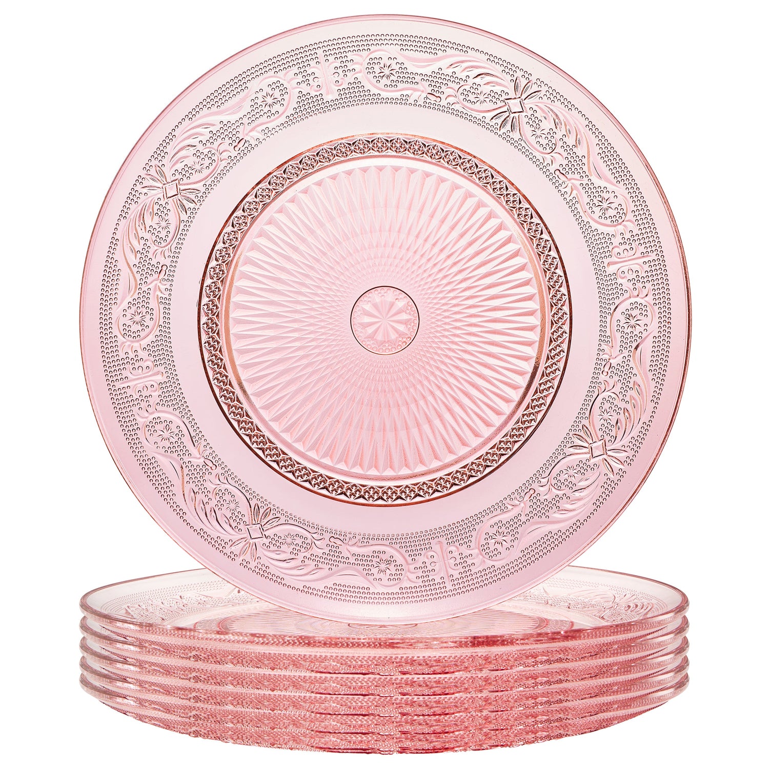 Blush Vintage Glass Plate, Set of 6