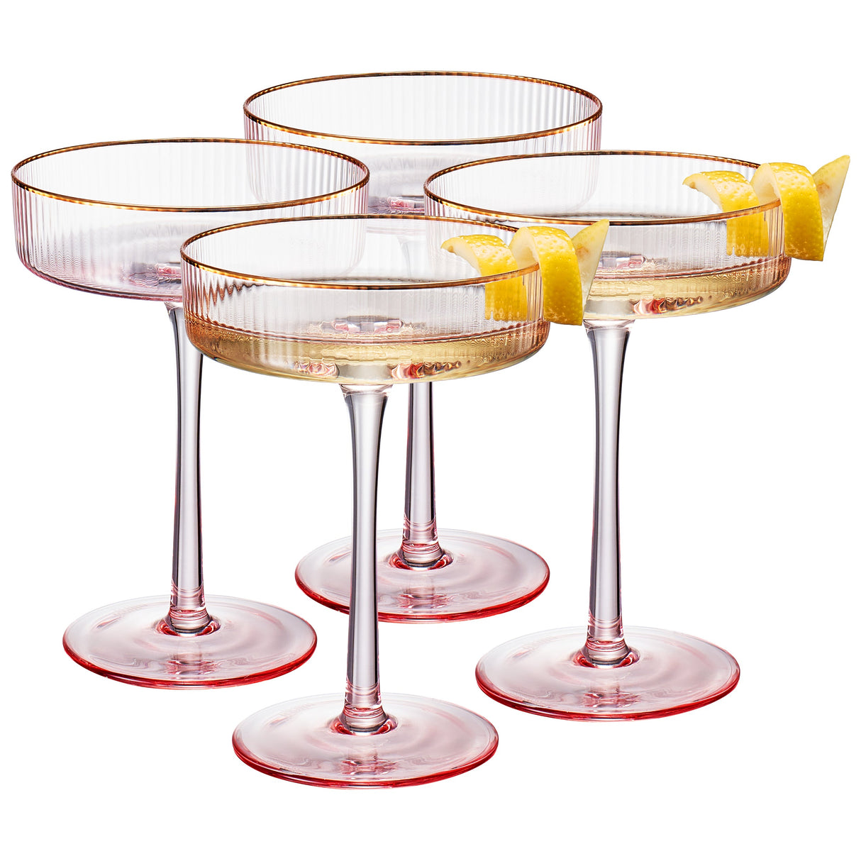 Aurelia Champagne Coupe Cocktail Glassware, Set of 4