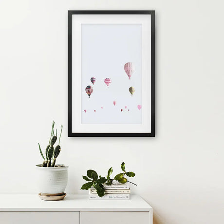 Pink Air Balloons Print. Kid's Room Wall Art