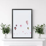 Pink Air Balloons Print. Kid's Room Wall Art