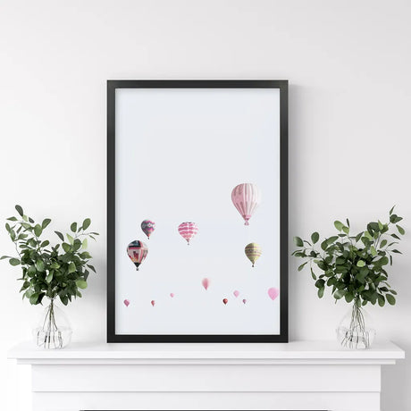 Pink Air Balloons Print. Kid's Room Wall Art