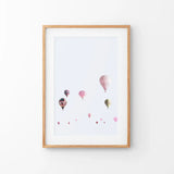 Pink Air Balloons Print. Kid's Room Wall Art