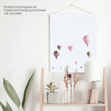 Pink Air Balloons Print. Kid's Room Wall Art