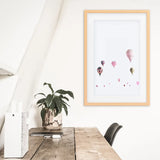 Pink Air Balloons Print. Kid's Room Wall Art