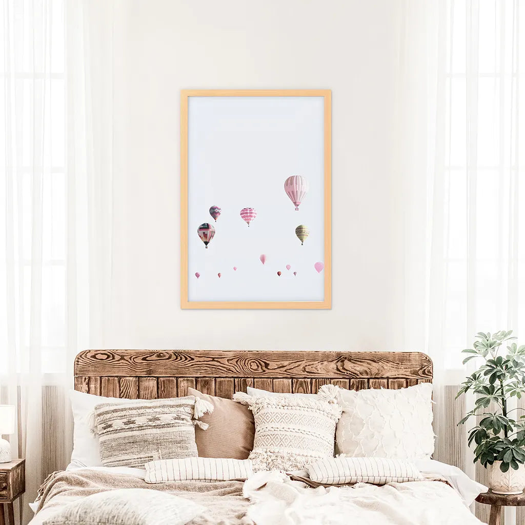 Pink Air Balloons Print. Kid's Room Wall Art