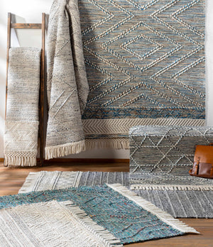 Blue Bogwalk Wool Blend Braided Tassel  Area Rug - Clearance