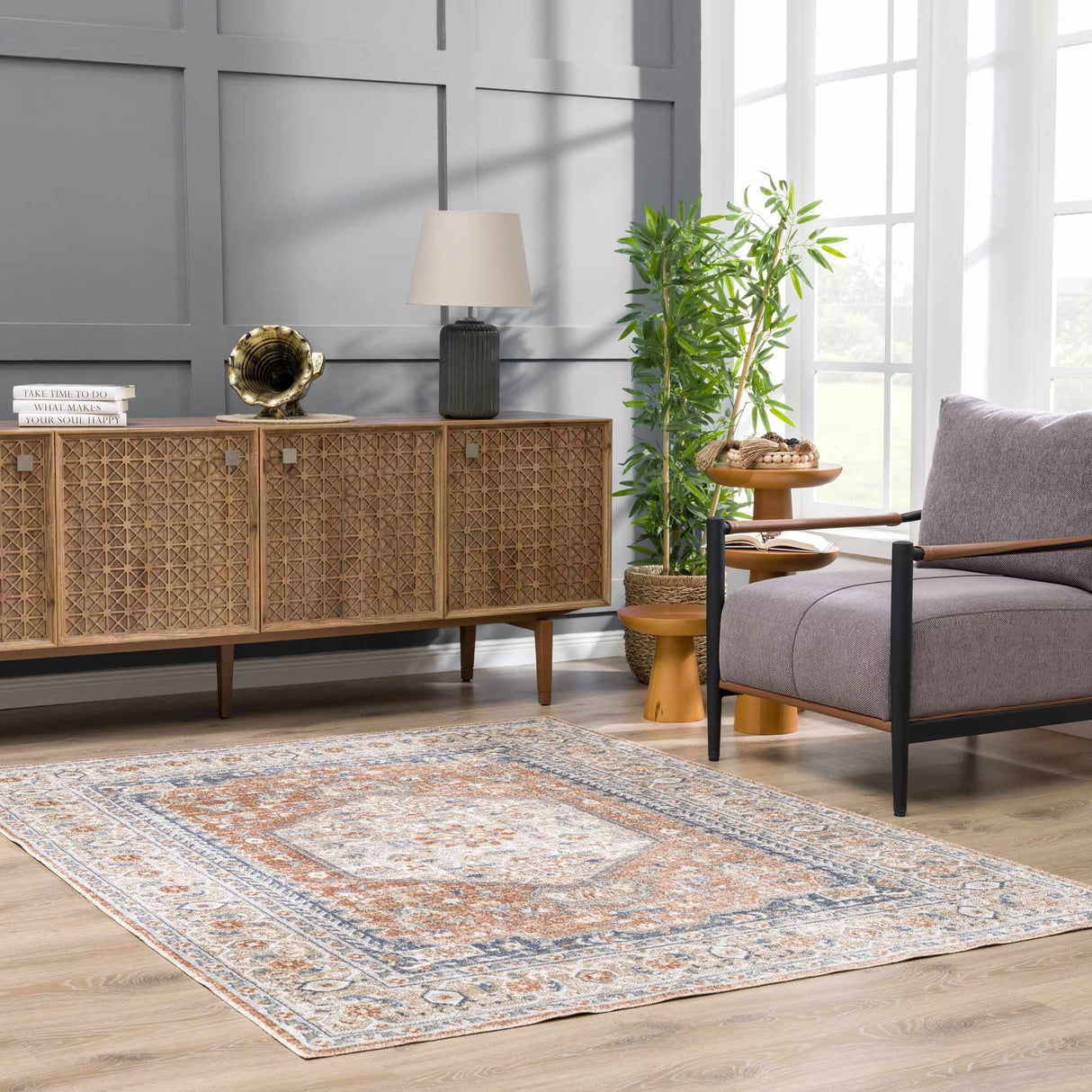 Gael Rust Boutique Washable Rug