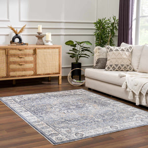 Aurum Blue Washable Area Rug - Clearance