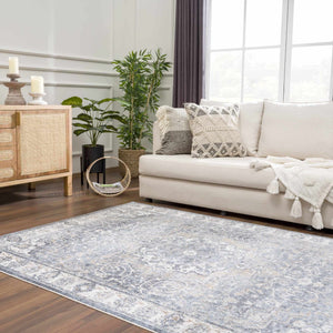 Aurum Blue Washable Area Rug - Clearance