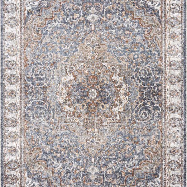 Aurum Blue & Beige Washable Area Rug - Clearance