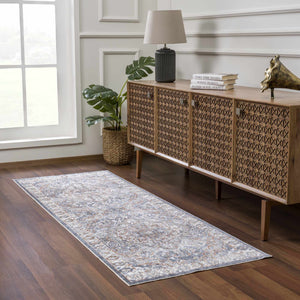 Aurum Blue & Beige Washable Area Rug - Clearance