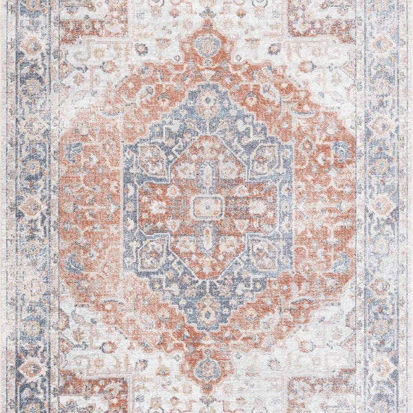 Akram Gray & Orange Washable Area Rug - Clearance